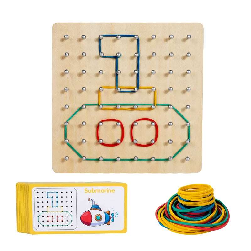 Wooden Geoboard Puzzle for Creative Math Learning Fun