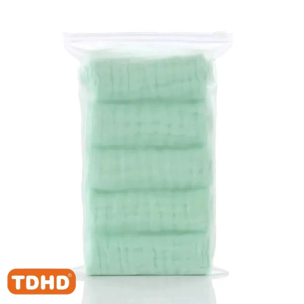 Baby Cotton Gauze Saliva Towel Set – Soft & Absorbent 5-Pack