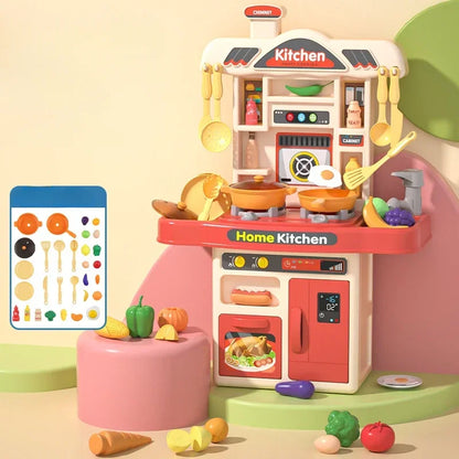 Kids Kitchen Play Set with Lights Sounds & Realistic Fun