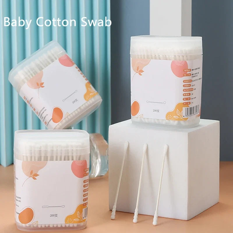 Organic Baby Cotton Swabs – 400PCS Safe & Gentle Care