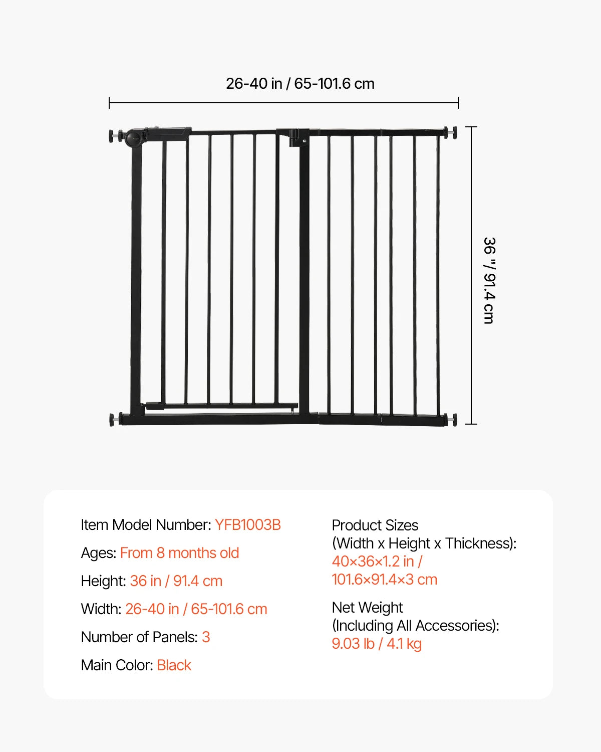 Baby Gate for Stairs & Doorways with Auto-Close Safety