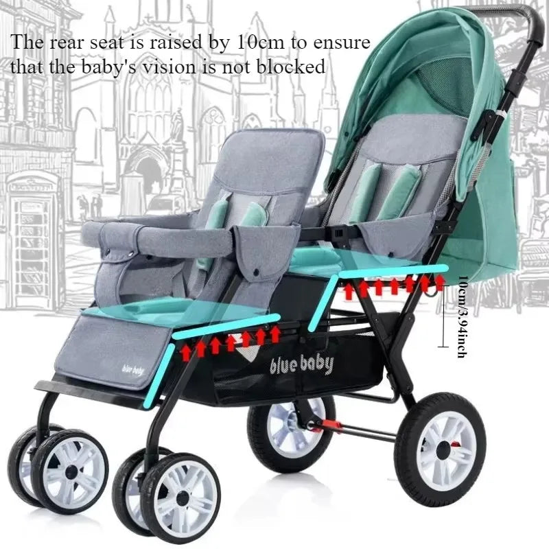 Double Stroller Front & Rear Seats – Lightweight Foldable