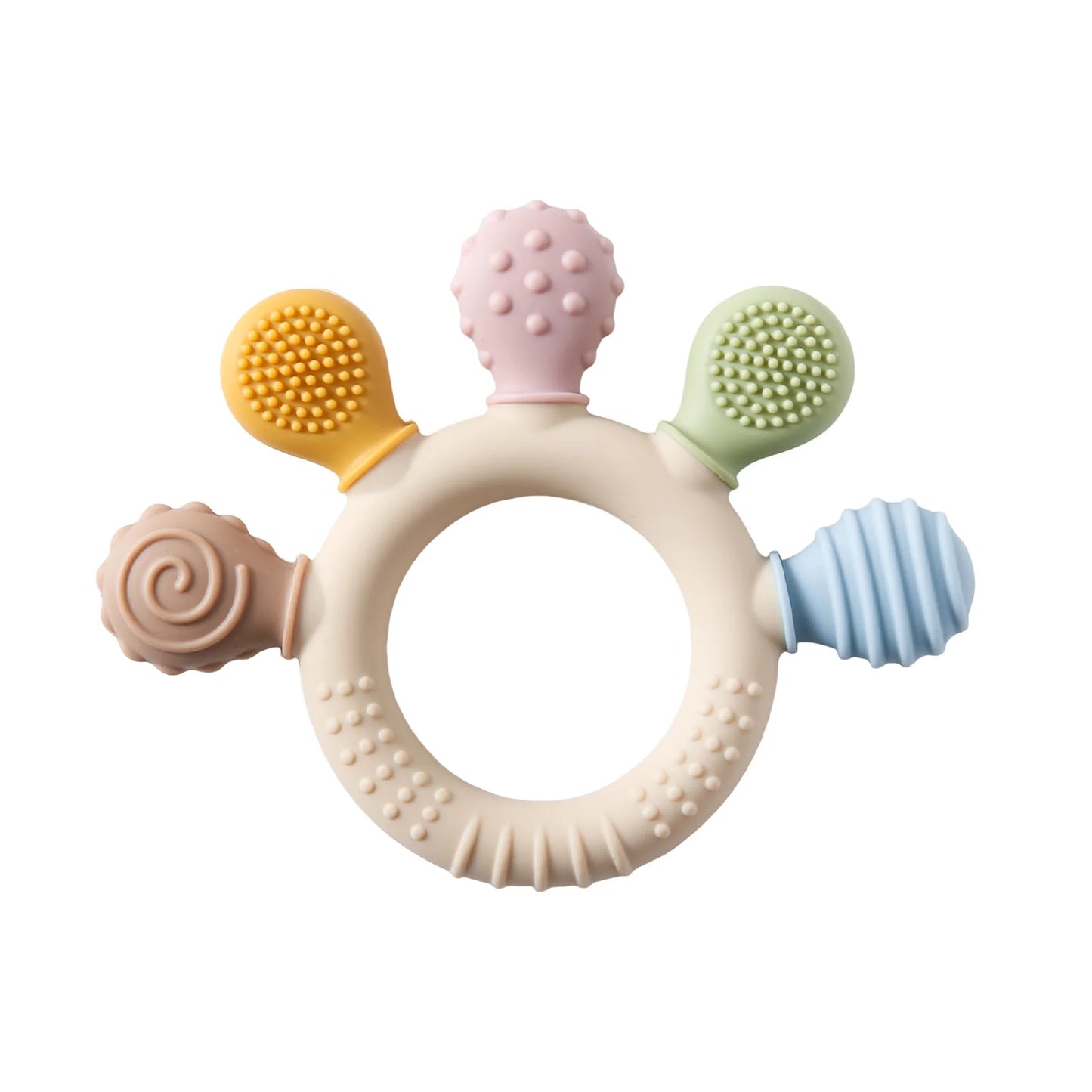 Silicone Baby Teether – Crab Wooden Ring for Gum Relief