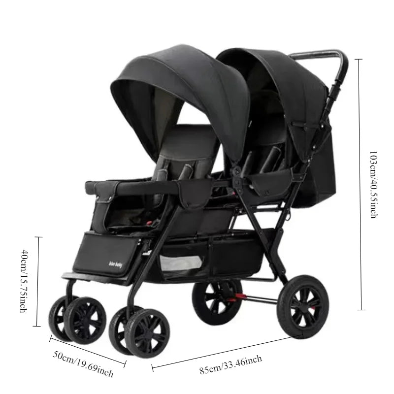 Double Stroller Front & Rear Seats – Lightweight Foldable