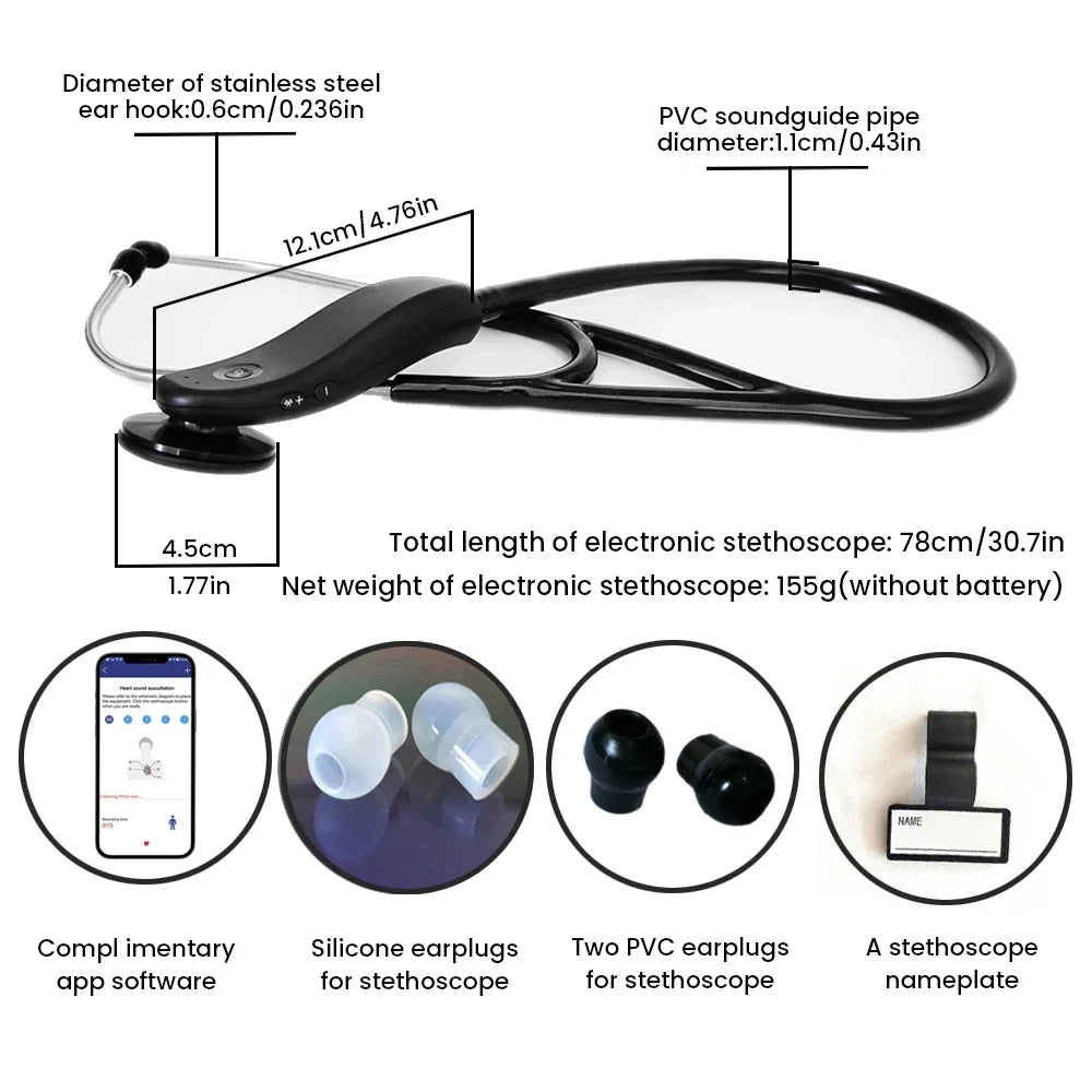 Electronic Stethoscope with Bluetooth – 40× Clear Amplification