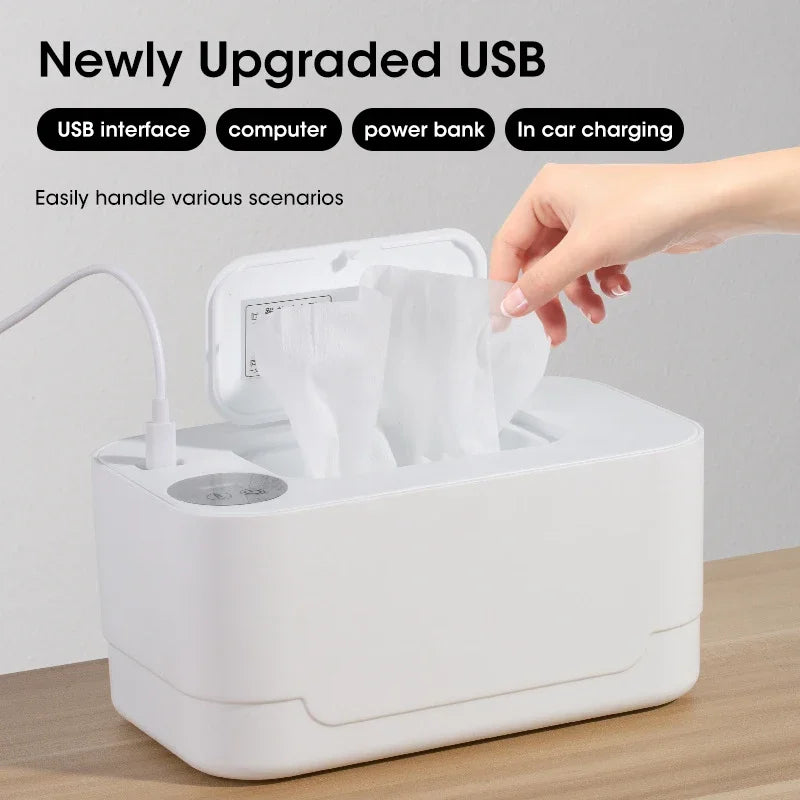 Baby Wipe Warmer LED Display Portable USB Heated Dispenser