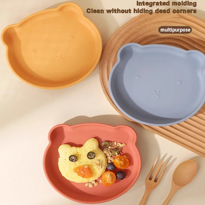 Silicone Tableware Set for Kids – Safe Cartoon Feeding