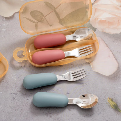 Baby Silicone Fork & Spoon – Safe Portable Feeding Set