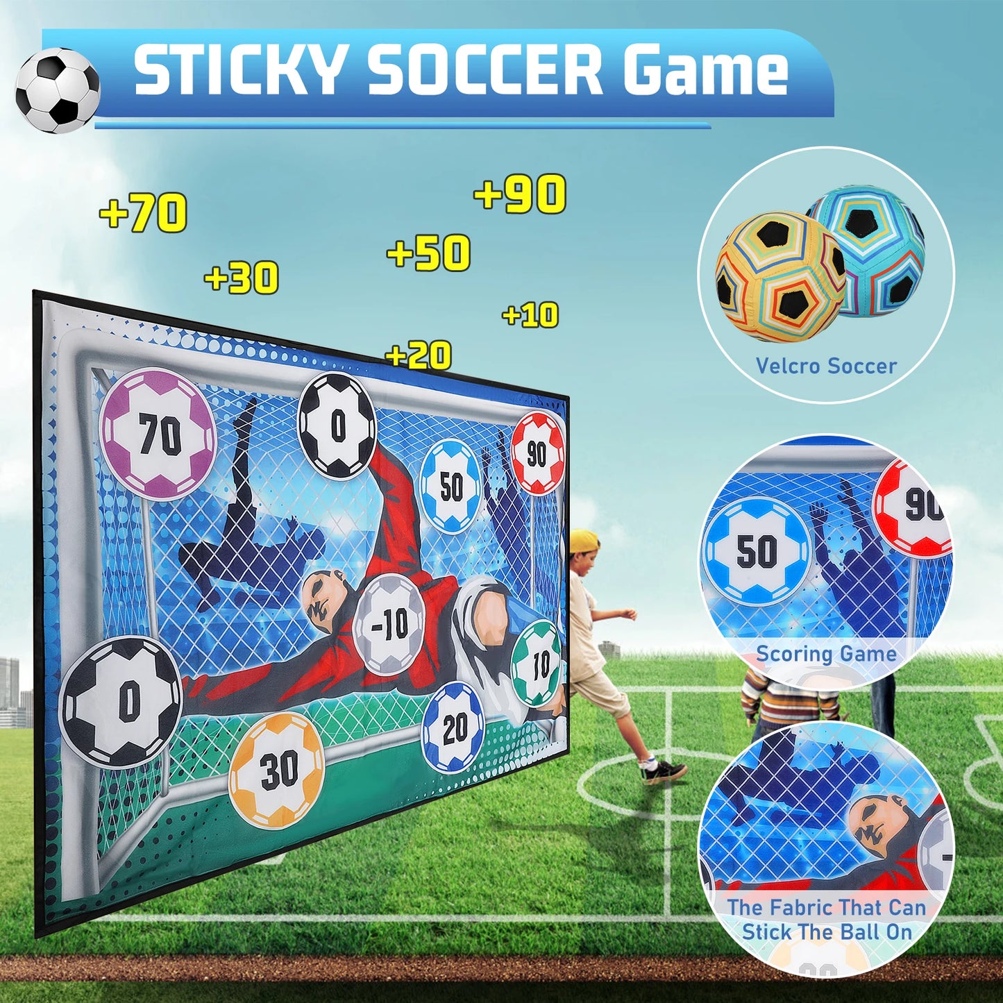 Kids Soccer Sticky Goal Toy for Indoor & Outdoor Training