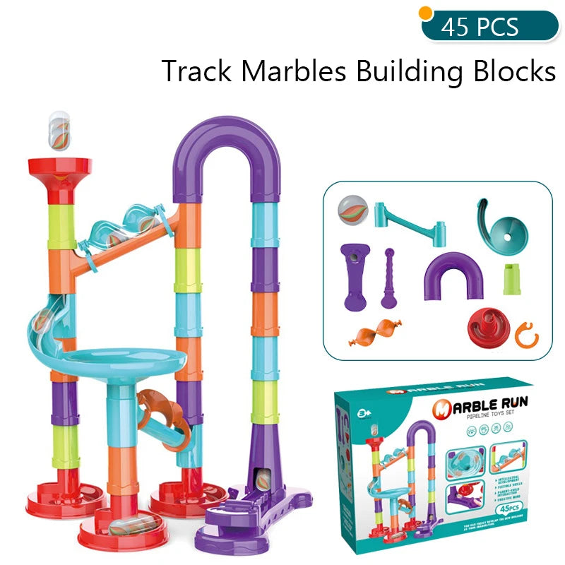 DIY marble run made from household materials and tubes