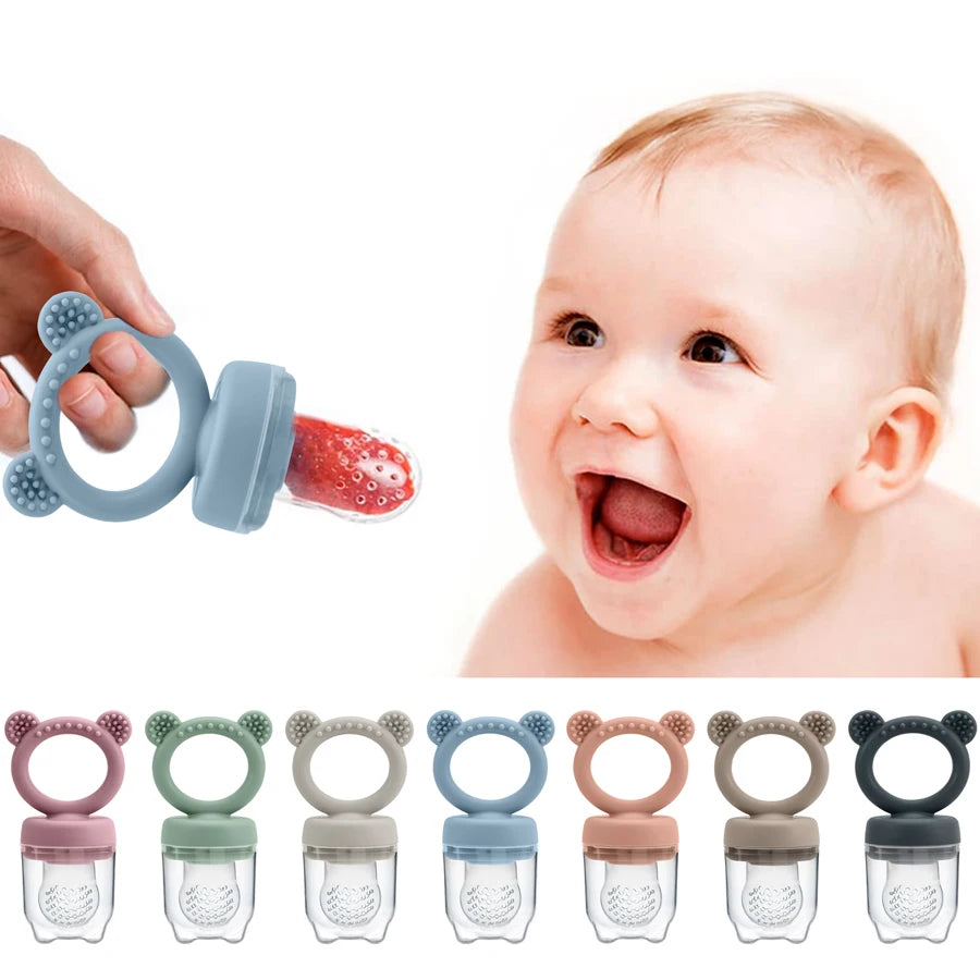 Baby Fruit Feeder With Cover – Safe Silicone Feeding Aid