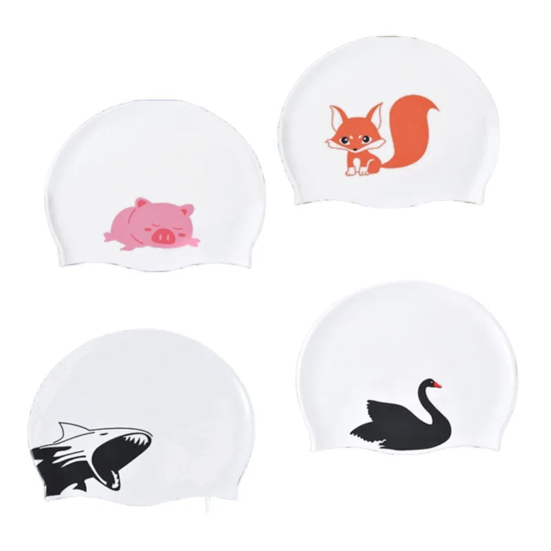 Silicone Swimming Cap – Cute Cartoon Design, Hair Protection