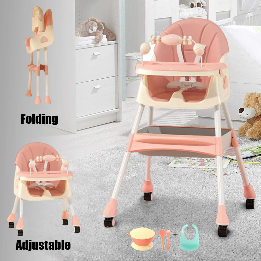 Foldable baby high chair compact small apartment feeding seat