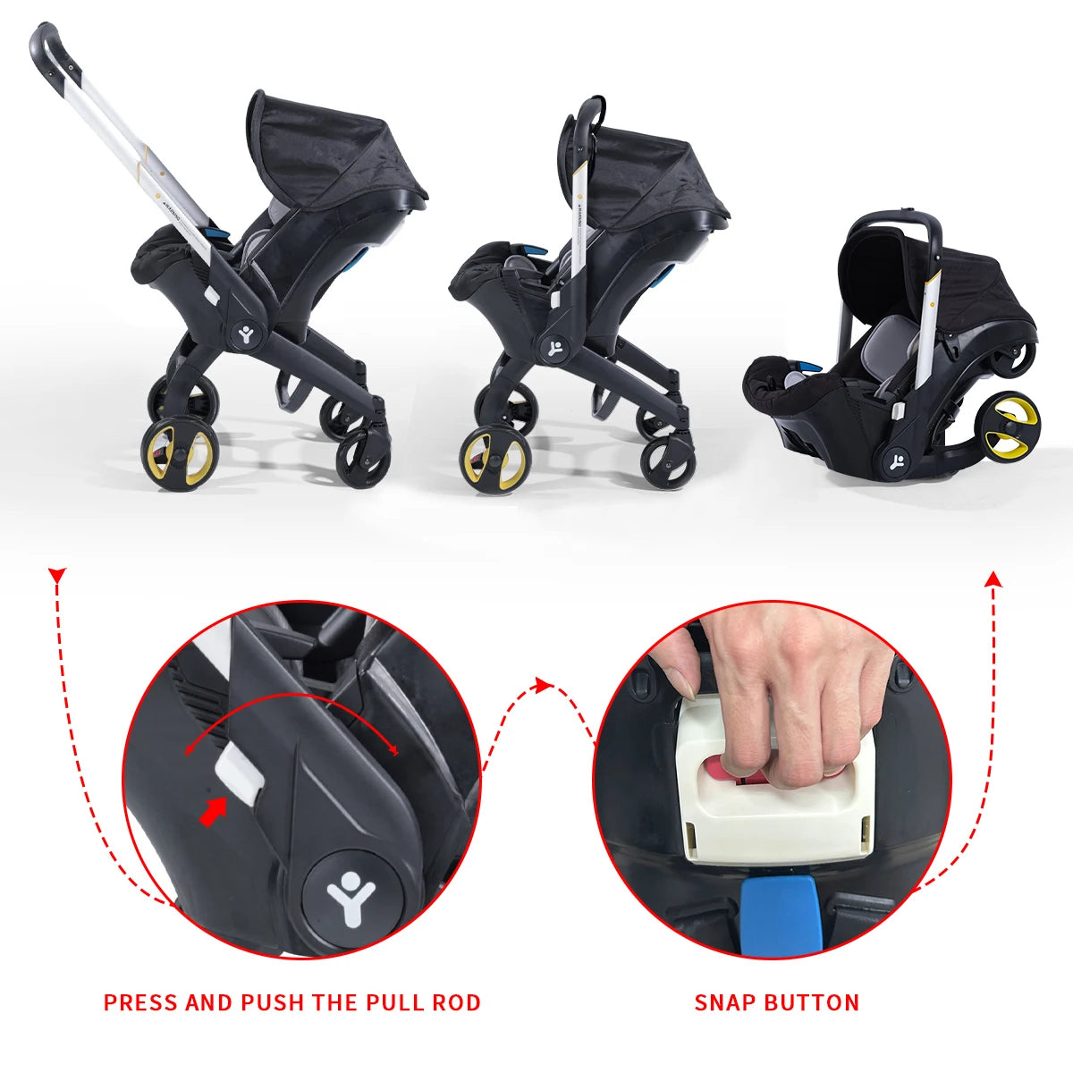 Foldable Baby Stroller With Sunshade – Lightweight & Safe