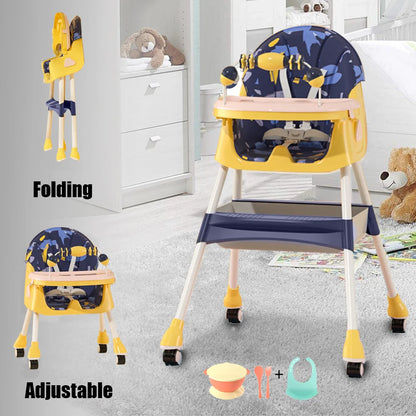 Foldable Baby High Chair – 4-in-1 Safe Reclining Seat