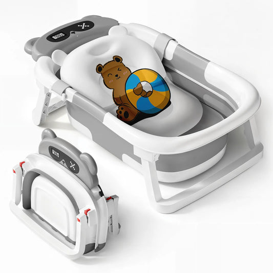 Foldable Baby Tub with Cushion & Thermometer – Safe Comfort