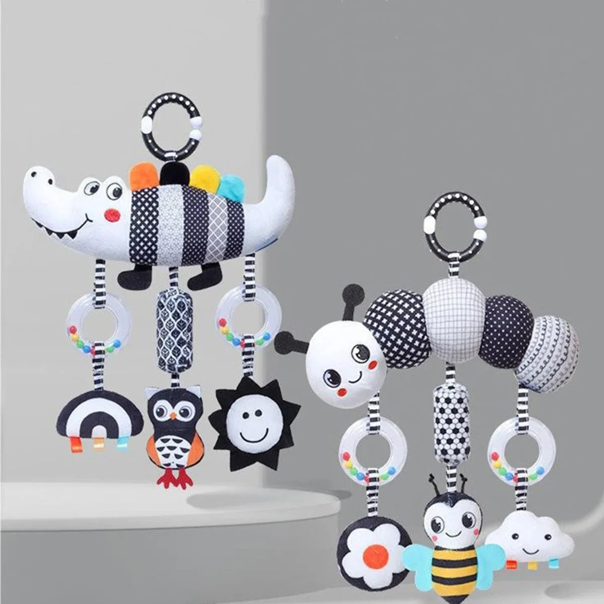 Black & White Baby Rattle Hanging Toy – Stimulate Senses