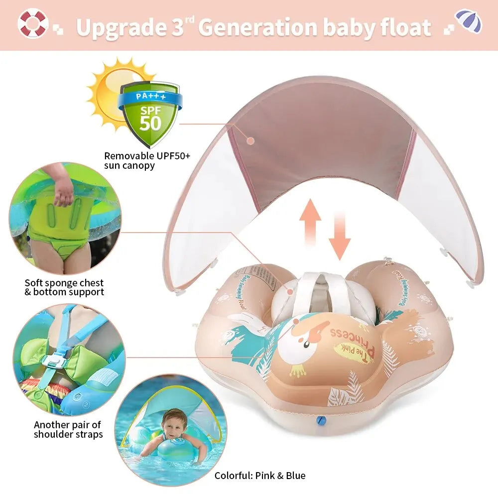 Baby Swimming Float with Canopy – Safe Sun Protection Ring