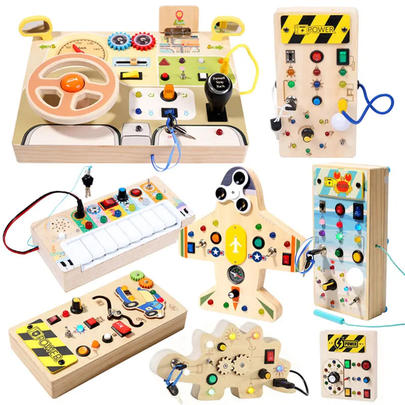 Montessori Busy Board LED Toy – Sensory Learning Fun