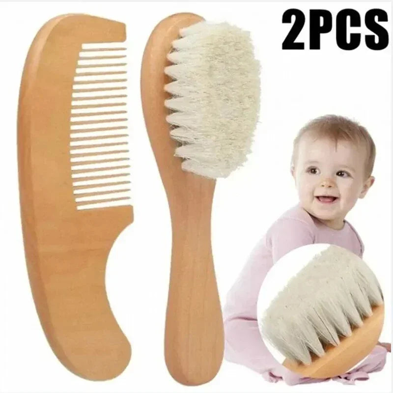 Baby Hair Brush and Comb Set – Gentle Wool & Wood Care