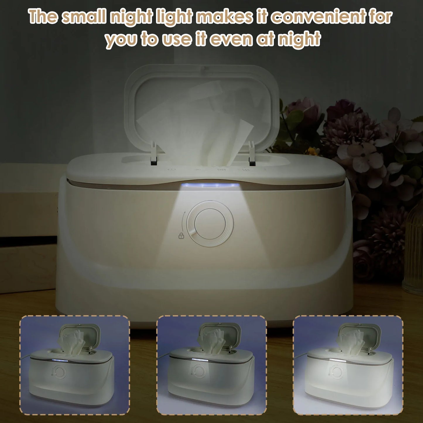 USB Baby Wipe Warmer with LED Light & Adjustable Heat