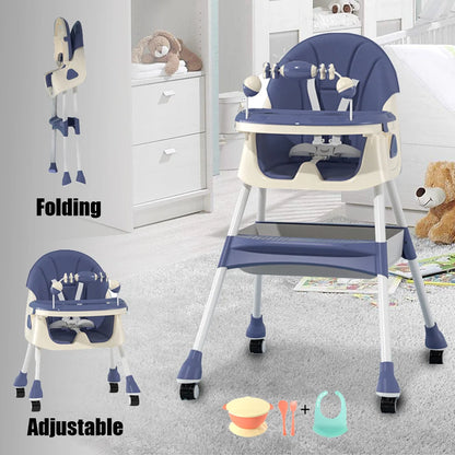 Foldable Baby High Chair – 4-in-1 Safe Reclining Seat