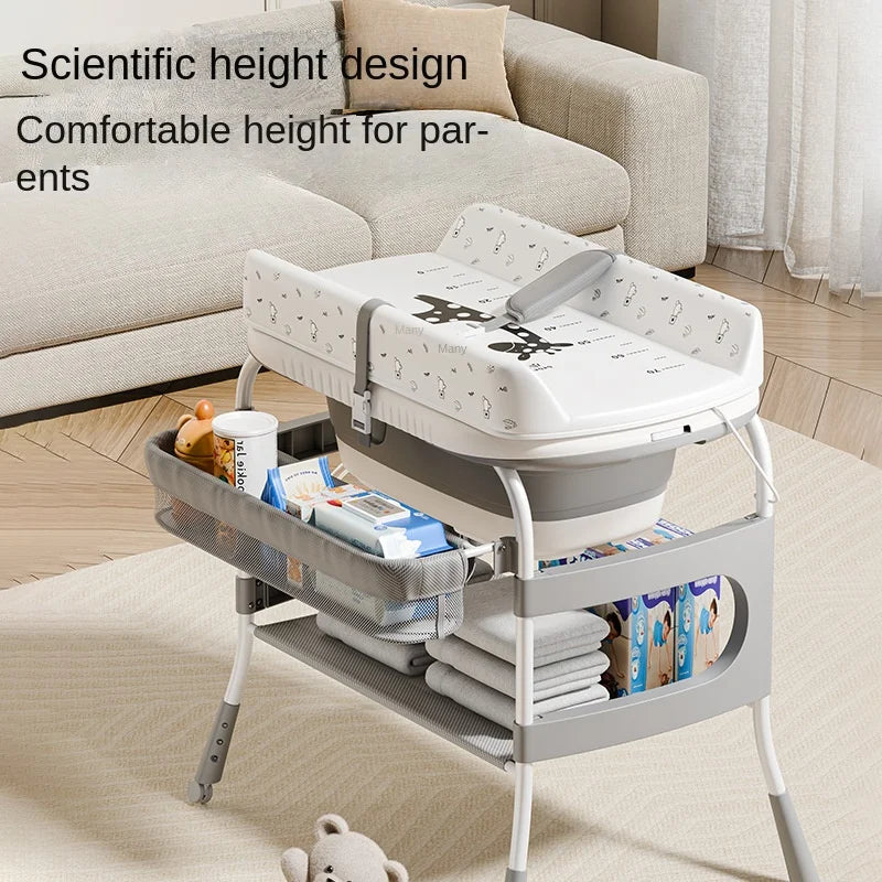 Foldable Baby Nursing Table with 2-in-1 Changing Station