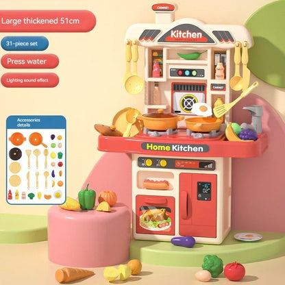 Kids Kitchen Play Set with Lights Sounds & Realistic Fun