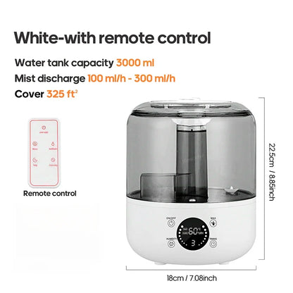 3L Ultrasonic Air Humidifier – Silent Large Capacity Aroma Diffuser