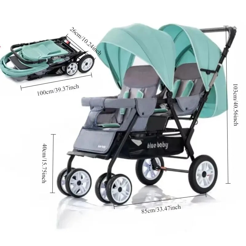 Double Stroller Front & Rear Seats – Lightweight Foldable