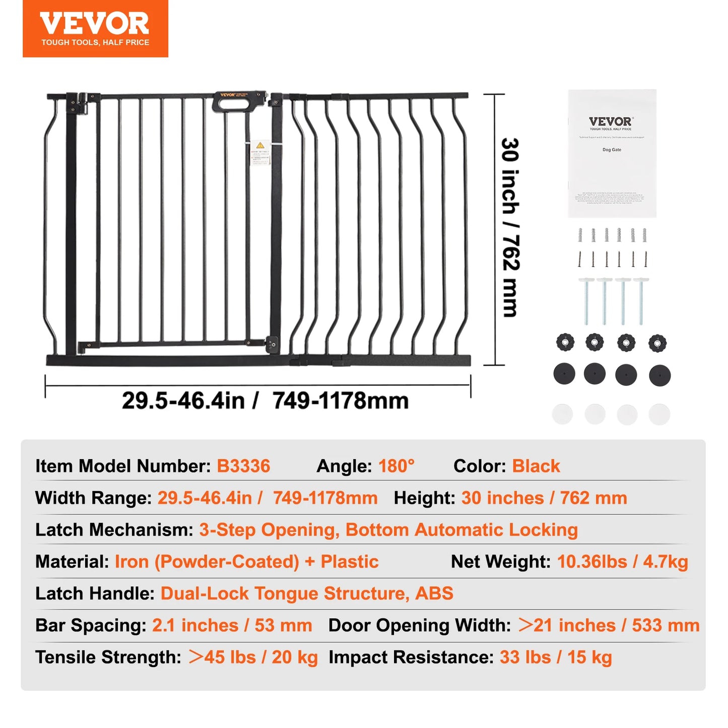 Baby Gate for Stairs & Doorways with Auto-Close Safety