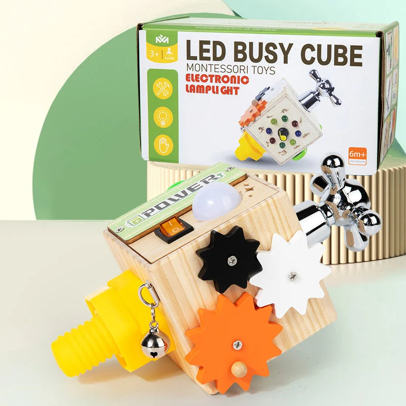 Montessori Busy Board with LED Lights for Fun Learning