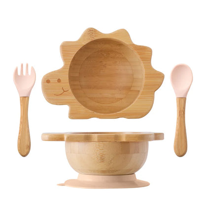 Bamboo Baby Tableware Set with Suction Plate & Fork Spoon