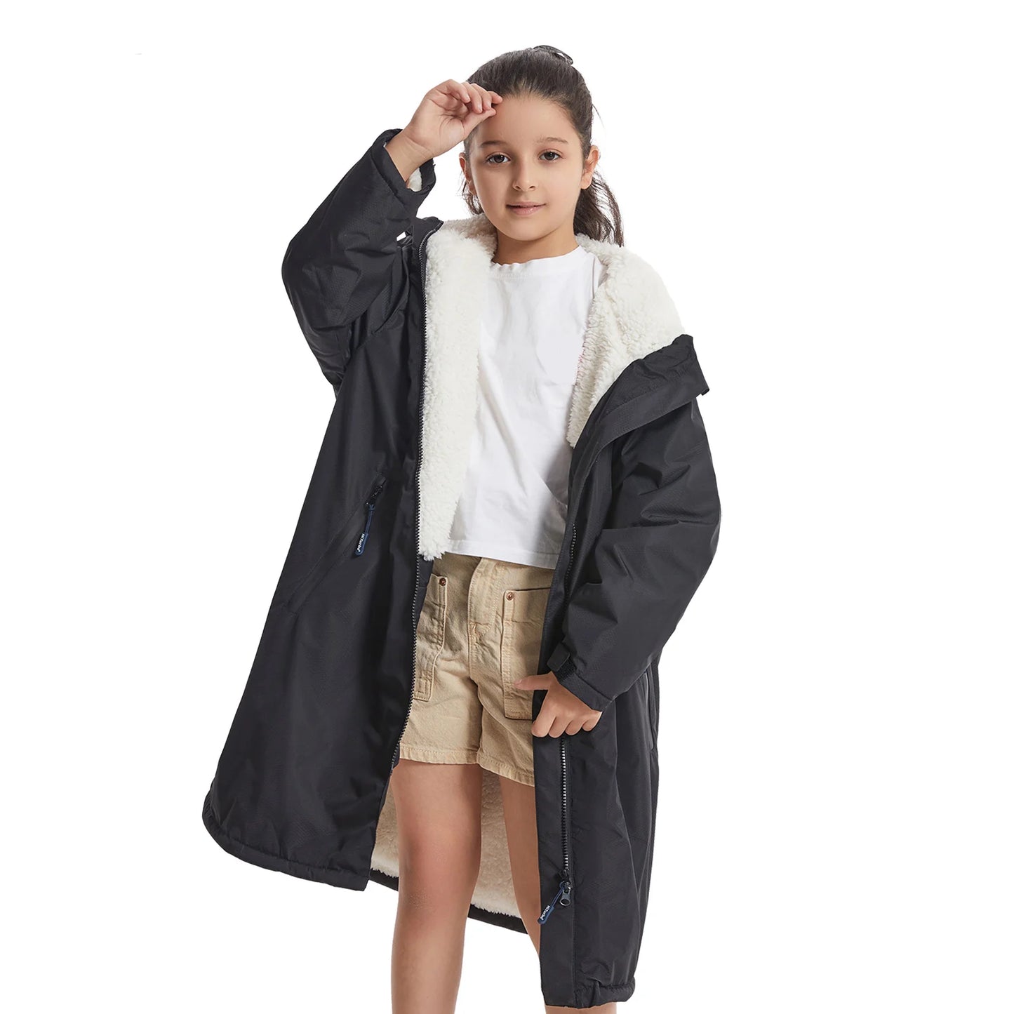Kids Waterproof Changing Robe – Warm, Soft & Fluffy Hoodie