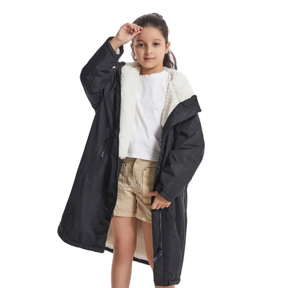 Kids Waterproof Changing Robe – Warm, Soft & Fluffy Hoodie