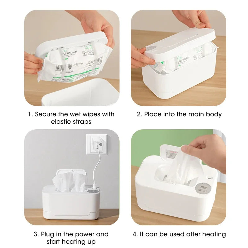 Baby Wipe Warmer LED Display Portable USB Heated Dispenser