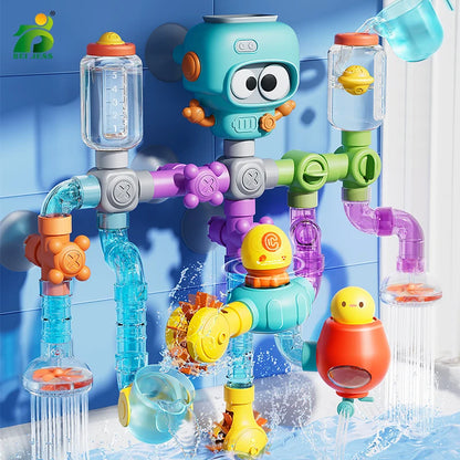 Baby Bath Toys DIY Water Pipe Set with Strong Suction