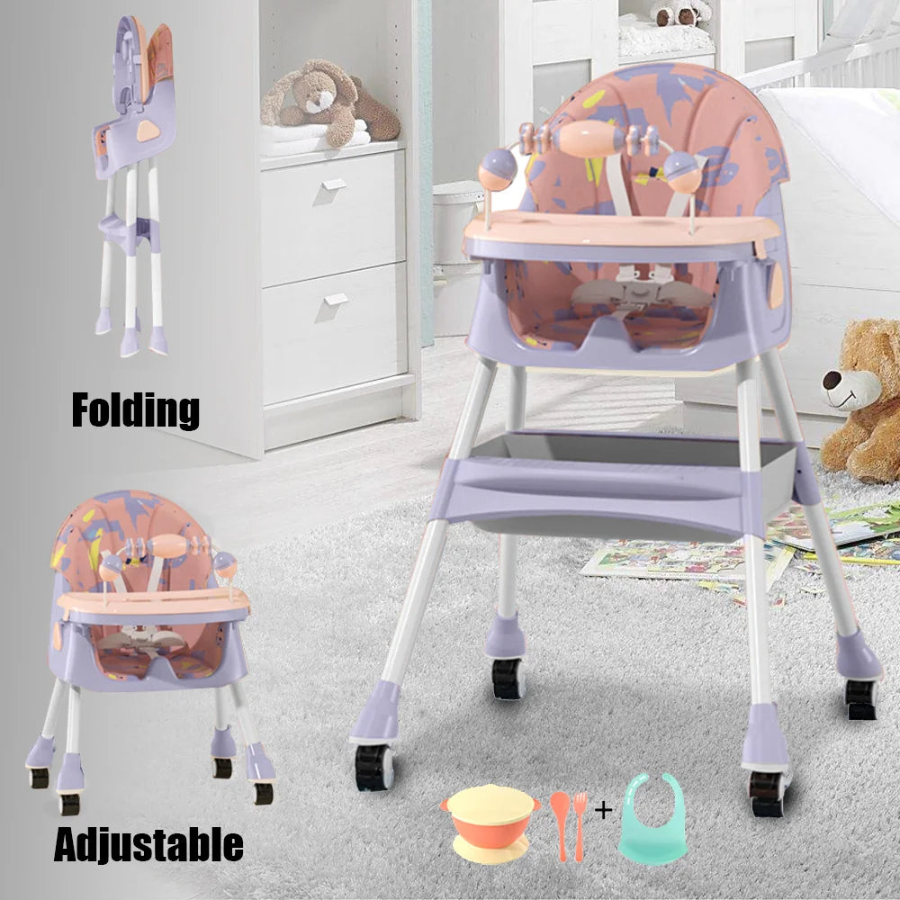 Foldable Baby High Chair – 4-in-1 Safe Reclining Seat