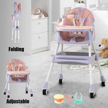 Foldable Baby High Chair – 4-in-1 Safe Reclining Seat