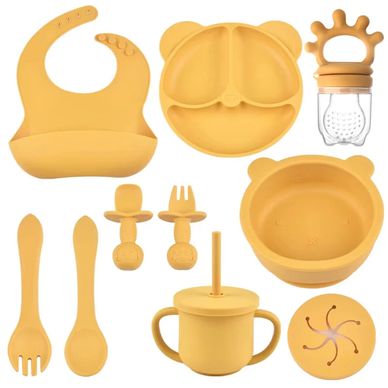 BPA-Free Silicone Baby Feeding Set with Plates & Cups