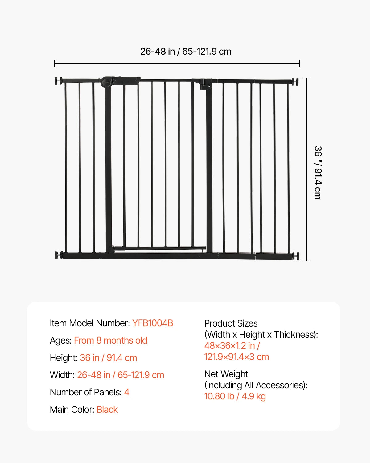 Baby Gate for Stairs & Doorways with Auto-Close Safety