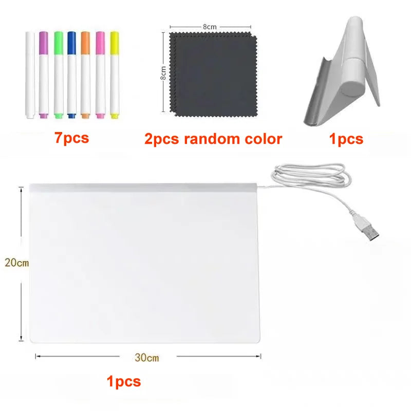 LED Acrylic Message Board – Rewritable Glowing Drawing Toy