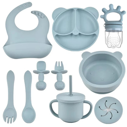 BPA-Free Silicone Baby Feeding Set with Plates & Cups