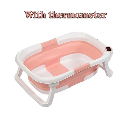 Silicone Baby Bathtub with Temperature Sensor & Foldable Design