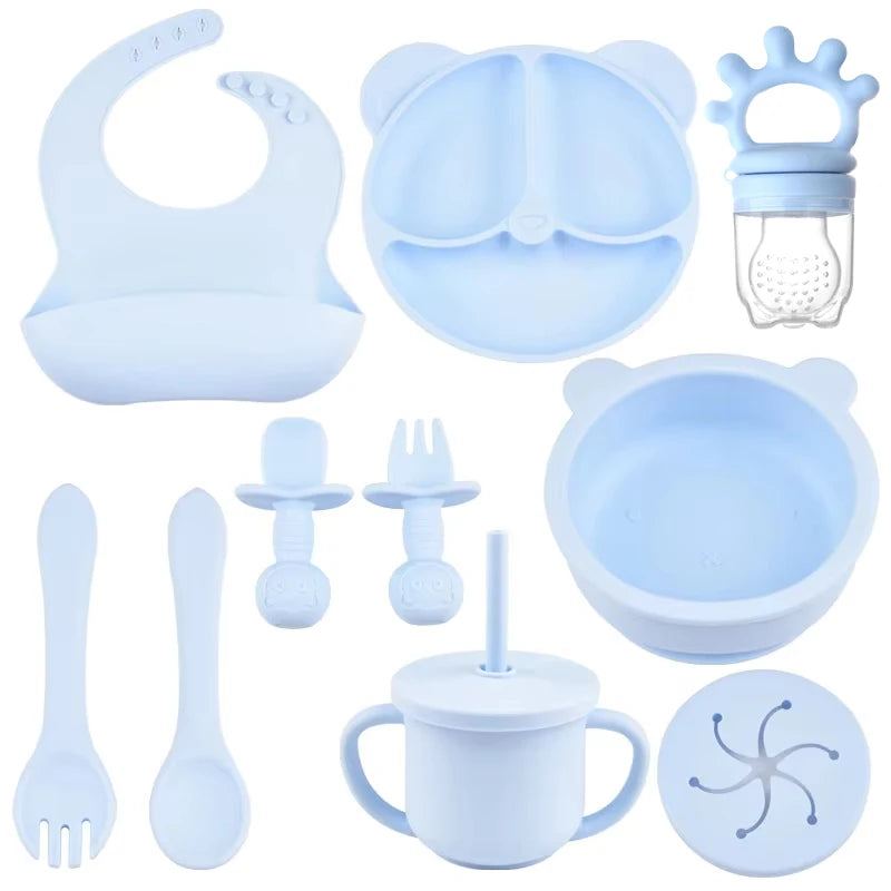 BPA-Free Silicone Baby Feeding Set with Plates & Cups