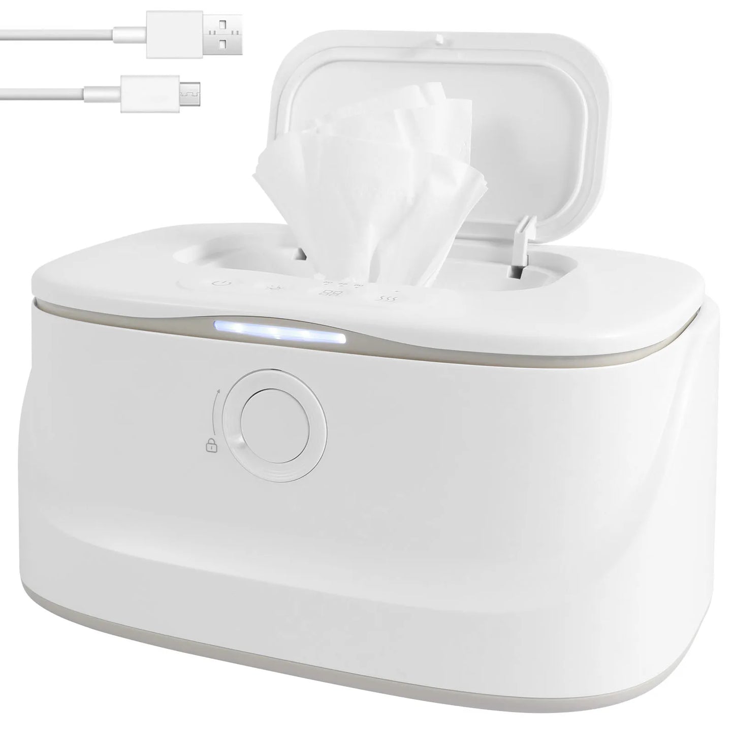 USB Baby Wipe Warmer with LED Light & Adjustable Heat
