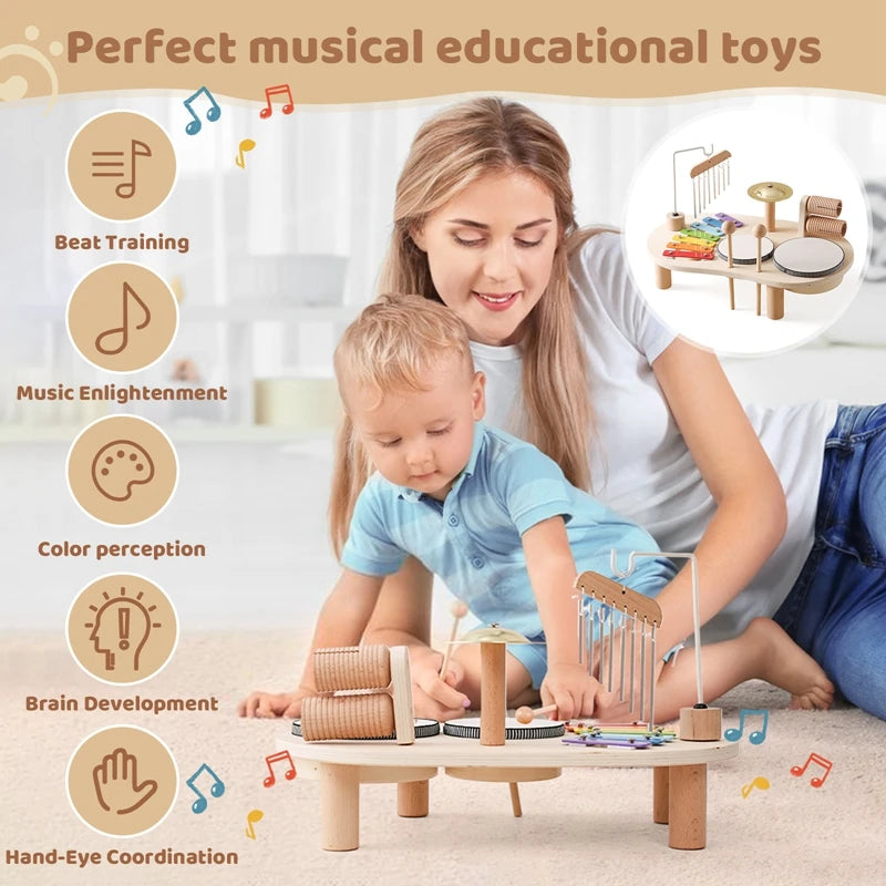 Montessori wooden xylophone educational toy for infants sensory play