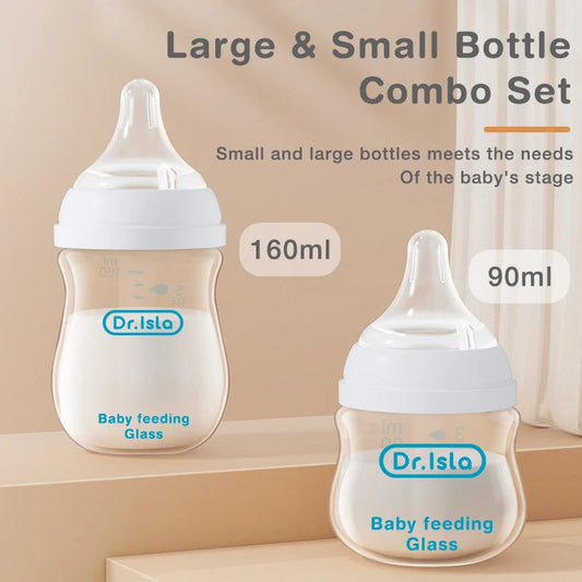 Glass Baby Bottle Anti-Choke Design for Safe Newborn Feeding