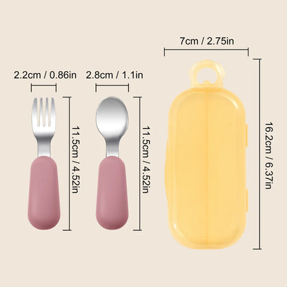 Baby Silicone Fork & Spoon – Safe Portable Feeding Set