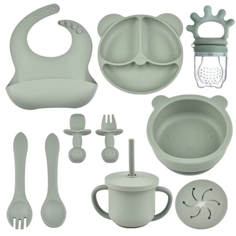 BPA-Free Silicone Baby Feeding Set with Plates & Cups